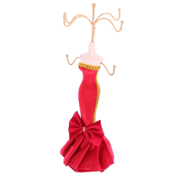 Red Fabric Resin Wrought Iron Earring Display Stands Truning Redhood Jewelry Rack