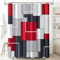 thumbnail image 1 of Red Fabric Shower Curtain, Modern Geometric Cloth Shower Curtain Set with Plastic Hooks, Water Repellent, Weighted Hem, Abstract Decorative Polyester Shower Curtains for Bathroom, 72 x 72, 1 of 6