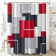 thumbnail image 1 of Red Fabric Shower Curtain, Modern Geometric Cloth Shower Curtain Set with Plastic Hooks, Water Repellent, Weighted Hem, Abstract Decorative Polyester Shower Curtains for Bathroom, 72 x 72, 1 of 6
