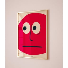 Red Face Funky Wall Art Poster Uplifting Inspirational Retro Trendy Design1 Poster, Unframed Size 12x18