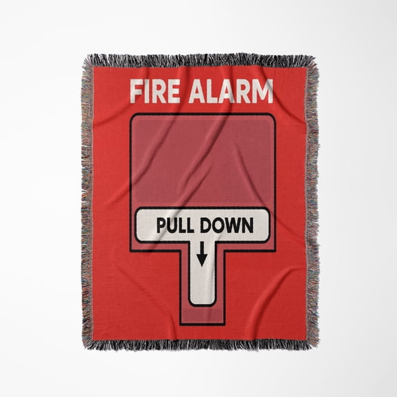 Red Fake Fire Alarm Novelty Printed Funny Firefighter Firefighting, Woven Blanket