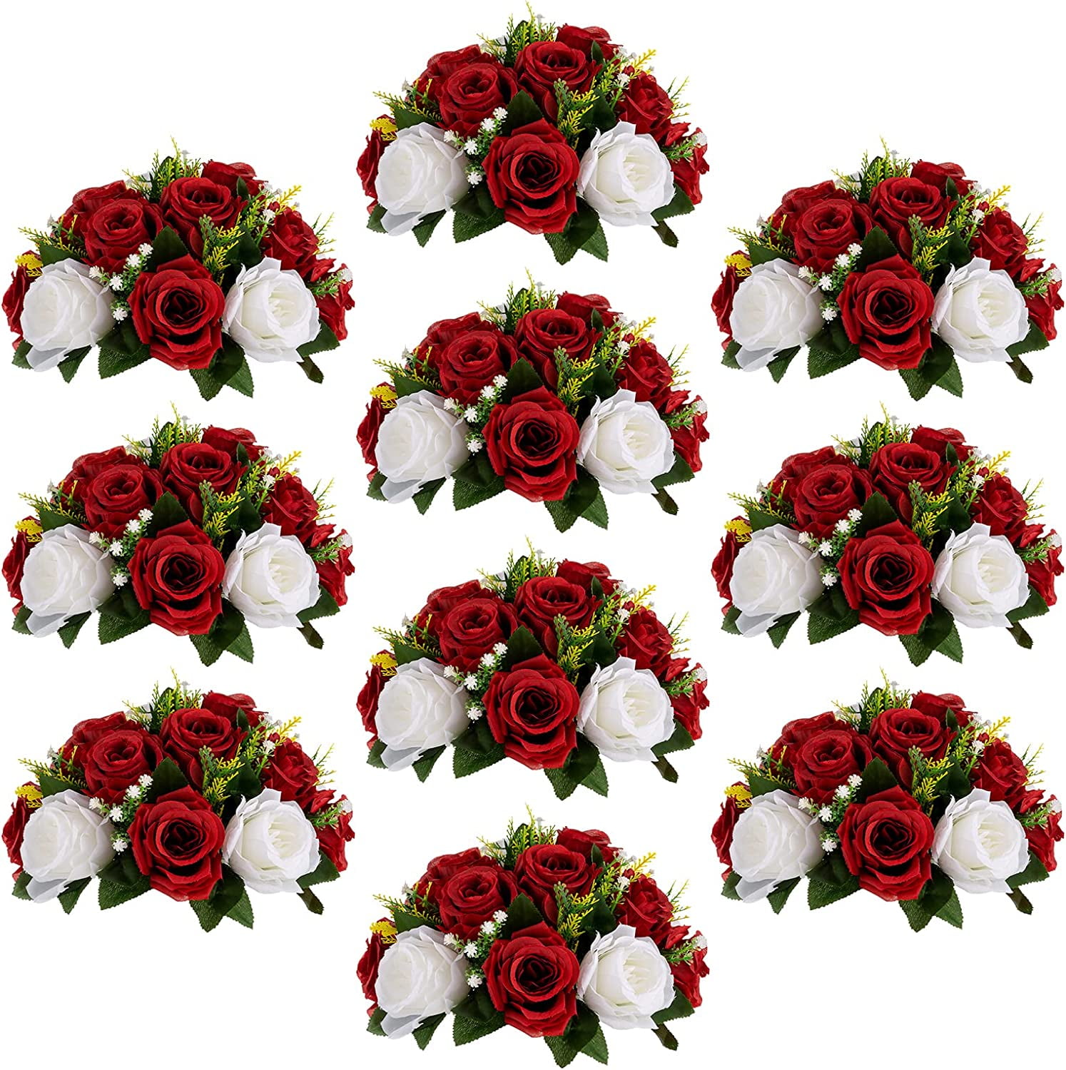Red Fake Flowers for Wedding Centerpiece Kissing Flower Balls for