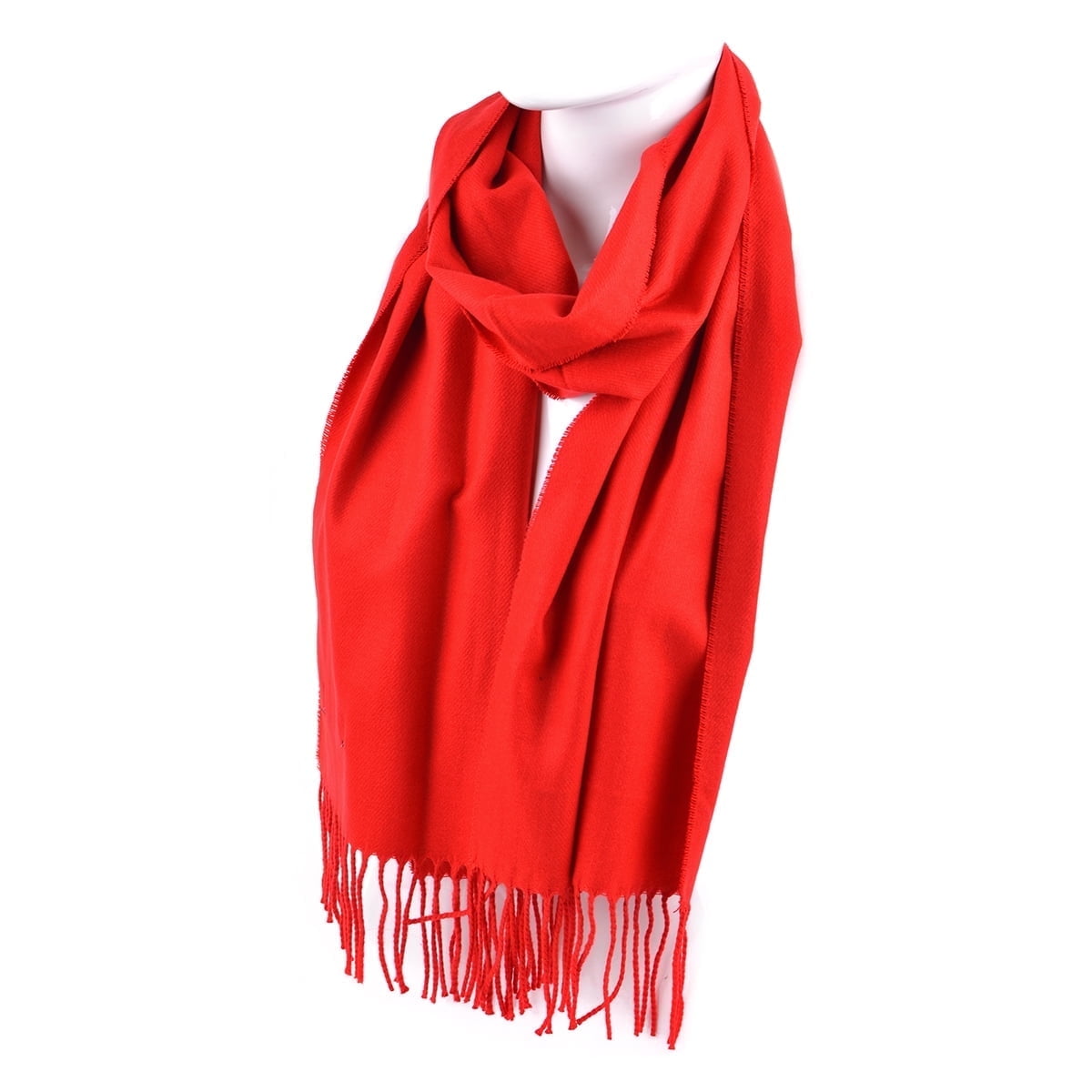 Red Fall/Winter Scarf for Men & Women-Solid Color Soft Feel Acrylic ...
