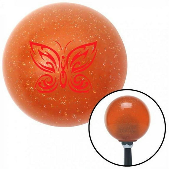Red Fancy Abstract Butterfly Orange Metal Flake Shift Knob with M16 x 1.5 Insert