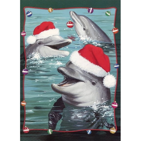 Red Farm Studios Dolphins with Santa Hats Warm Weather Christmas Card (1 card/1 envelope)
