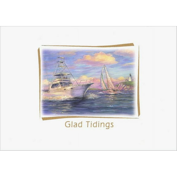 Red Farm Studios Glad Tidings Glitter Box of 15 Nautical New Year's Cards