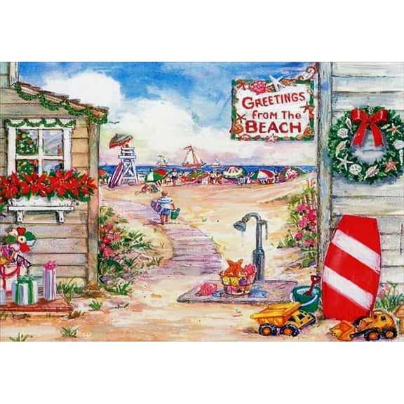 Red Farm Studios Greetings from the Beach Box of 18 Warm Weather Christmas Cards