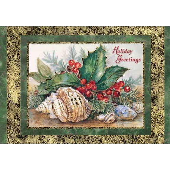 Red Farm Studios Holly and Shells Christmas Card (1 card/1 envelope)