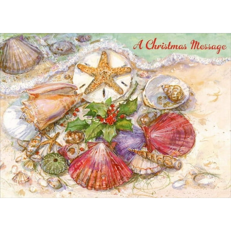 Red Farm Studios Multi Colored Shells on Beach Box of 18 Coastal