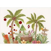 Red Farm Studios Palm Trees, Pineapple, Flowers and Tropical Drink in Coconut Shell Box of 15 Warm Weather Christmas Cards