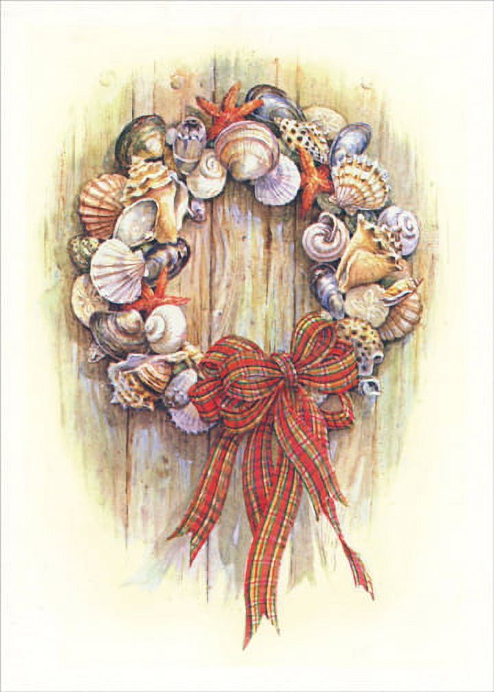 Red Farm Studio Red Farm Studios Shells Wreath Hanging on Door Coastal Christmas Card ...