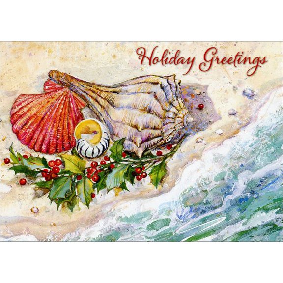 Red Farm Studios Shells on Beach Warm Weather Christmas Card (1 card/1 envelope)