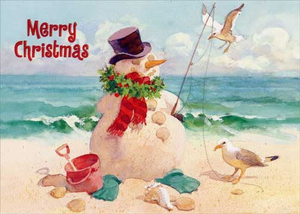 Red Farm Studios Snowman on Beach Box of 18 Christmas Cards