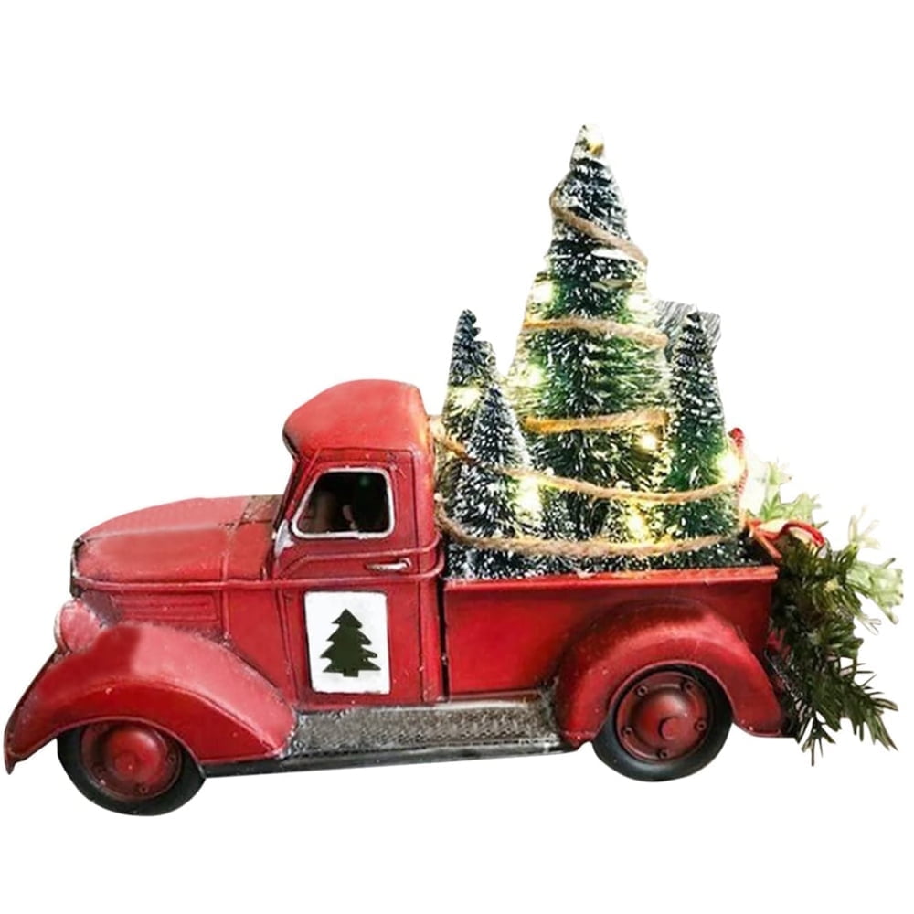 KCYSTA Red Farm Truck Vintage Christmas Holiday Home Decor Centerpiece
