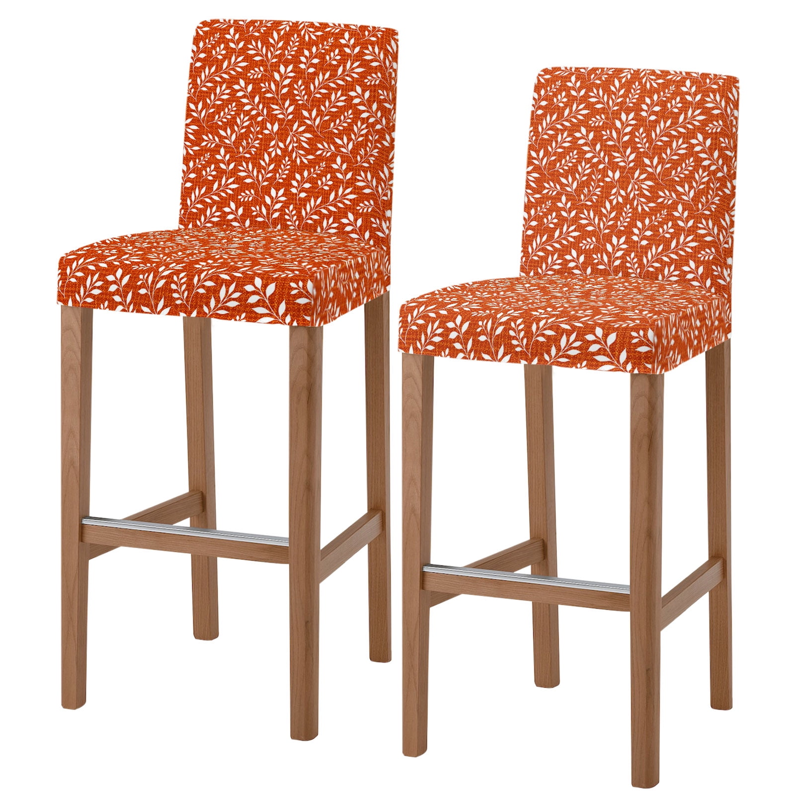 Red Dining Set Red Farmhouse Leaf Bar Stool Covers - Stretch Dining Chair Covers Set ...