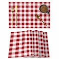 thumbnail image 1 of Red Farmhouse Placemats Set of 8 Gradient Buffalo Plaid Lattice Grid Place Mats Indoor Wipeable Table Mats Washable Cloth Dining Table Placemats for Kitchen Holiday Party Home Decor 13x19 Inch, 1 of 9