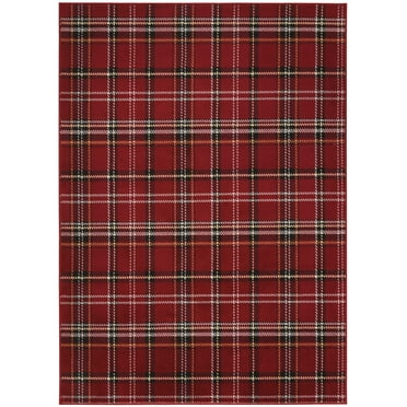 Red Farmhouse Plaid Area Rug by Pinewood Grove