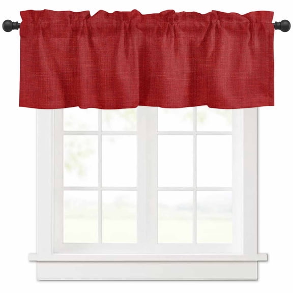 Red Farmhouse Valances for Windows Farmhouse Kitchen Curtains Valances Rod Pocket Valance Curtains for Kitchen Windows Vintage Country Monochrome Textured Window Valances for Bathroom Bedroom 42"x18"