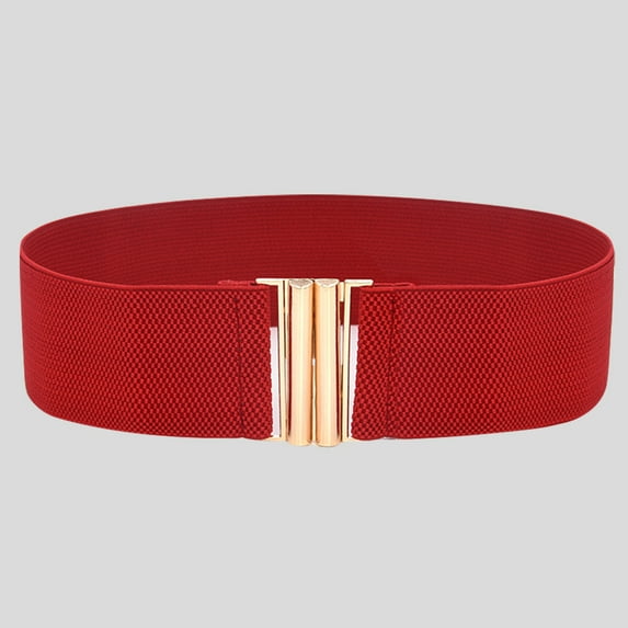 Red Fashion Lady Wide Belts Women Elastic Belt Buckle Waist Dress Stretch