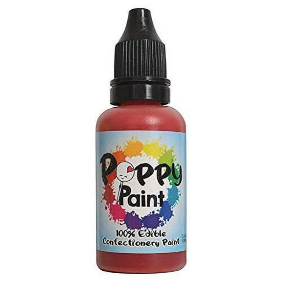Red Fast Drying Edible Poppy Paint for Cake Pops, Cookies, Chocolates - 30ml