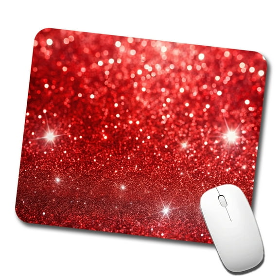 Red Faux Glitter Mouse Pad Low Profile Gaming Mat