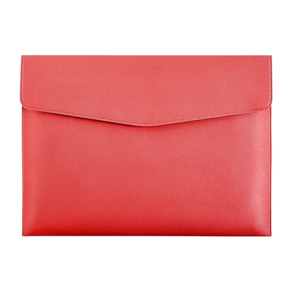 Red Faux Leather A4 Envelope File Folder, Professional Snap Closure Document Organizer for Business, Office and Travel Use