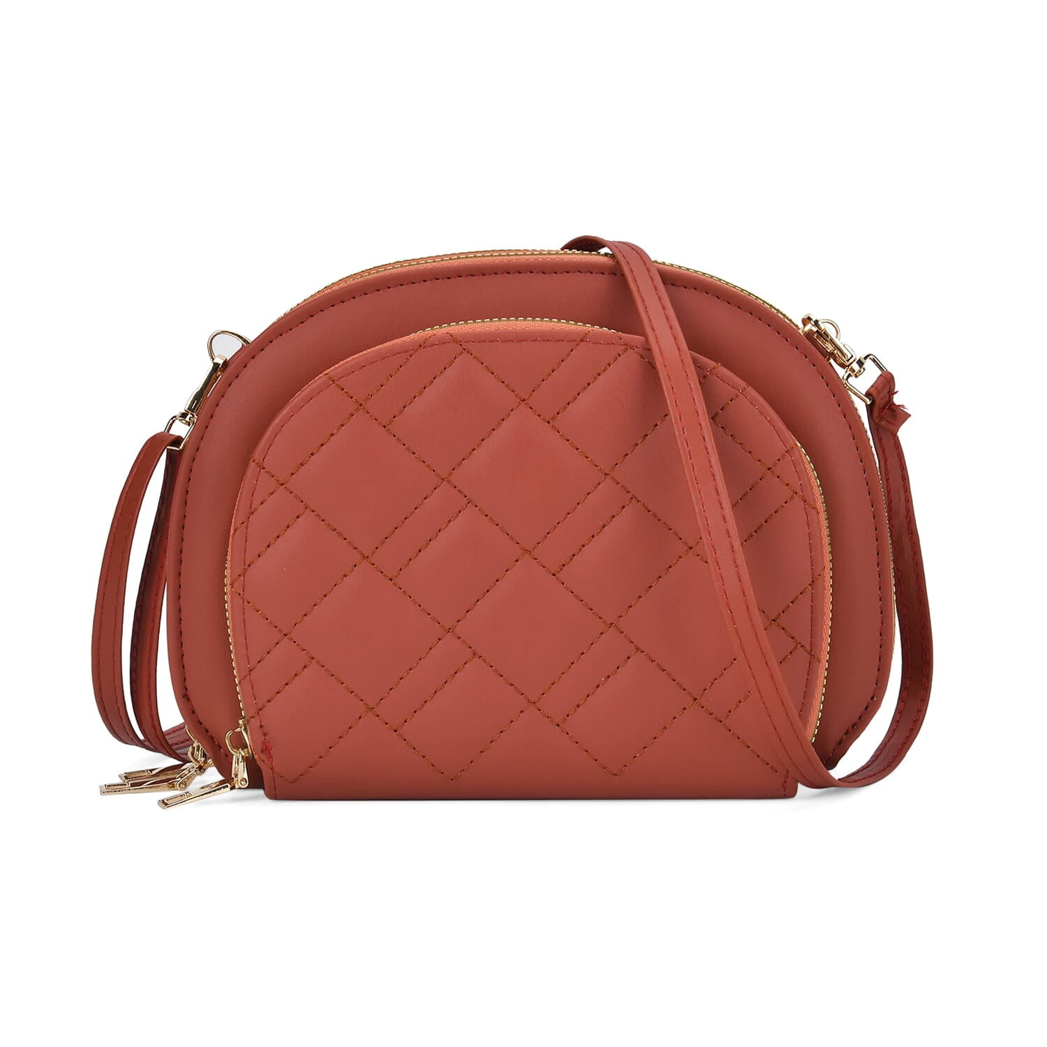 red quilted flap shoulder crossbody bag main image 1