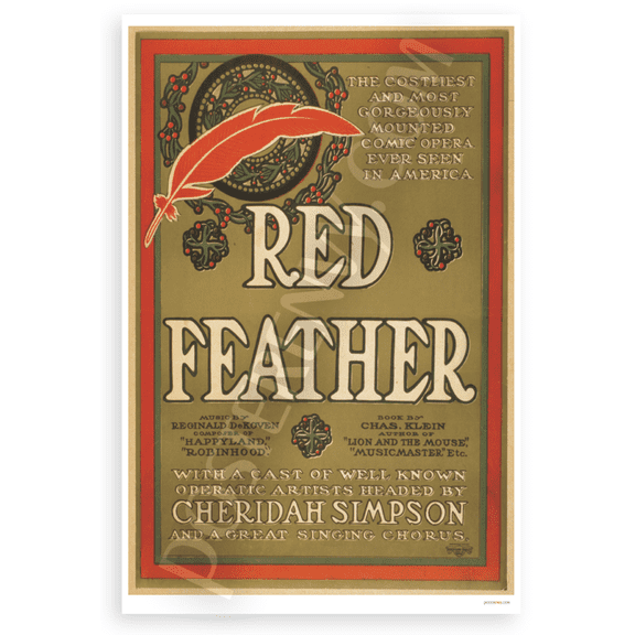 Red Feather Comic Opera Vintage Theatrical 12x18 US Made Poster