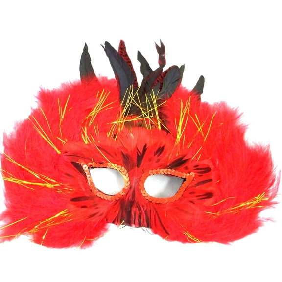 Red Feather Glow Masquerade Costume Ball Prom Mask