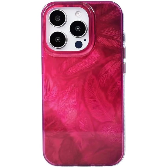 Red Feather Yarn Luxury Shockproof TPU Case Compatible with iPhone Case (iPhone 15)