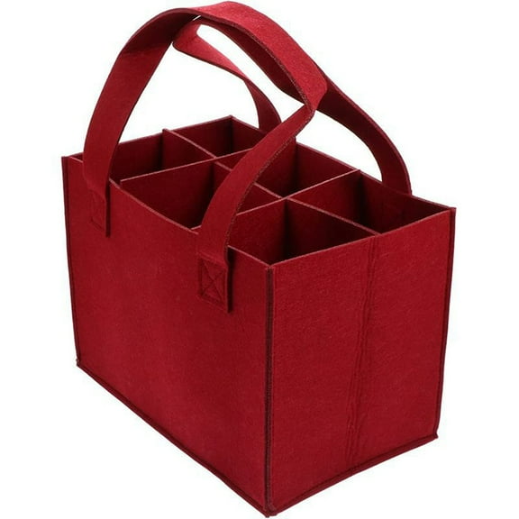Red Felt Wine Tote with Strong Handle Perfect Companion for Gatherings