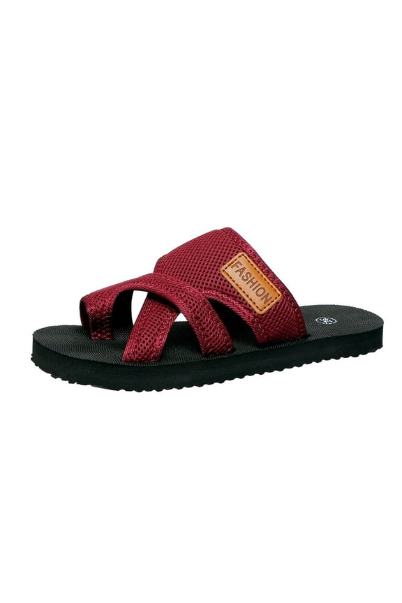 Red Female Casual Round Head Slippers For Summer Wear And Vacation Outings With Supportive Footbed