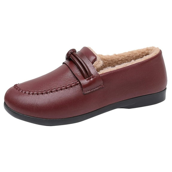 Red Female Comfortable Slip-Ons With Waterproof Feature For Everyday Use In Cold Weather