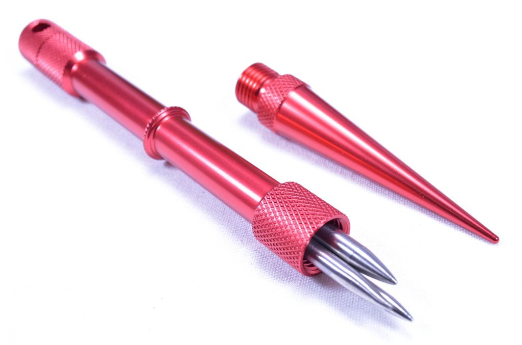 Red Fid-Loaded Marlin Spike Tightening Tool for Paracord and Leather Work - Comes with 3 Fids Inside