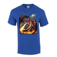 thumbnail image 1 of Red Fire Breathing Dragon House of Dragon Moonlight Mens Short Sleeve T-shirt Graphic Tee-Antique Royal-5xl, 1 of 4