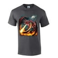 thumbnail image 1 of Red Fire Breathing Dragon House of Dragon Moonlight Mens Short Sleeve T-shirt Graphic Tee-Heather Grey-small, 1 of 4