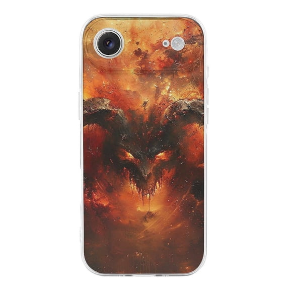 Red Fire Burning Demon Art Phone Case Compatible with iPhone 17 Air TPU Transparent Shockproof Cover