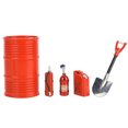 Red Fire Extinguisher, Oil Drum, Shovel, Nitrogen Bottle Set for 1/10