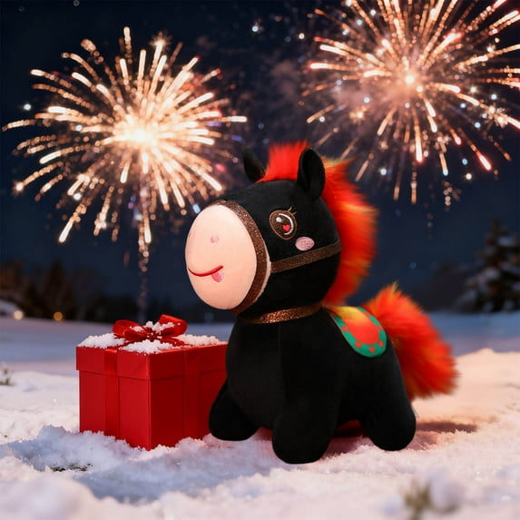 Red Fire Horse Plush Keychain - Cute Small Doll, Soft Bag Charm Keyring, Christmas Holiday Gift for Kids Horse Lovers, Portable Decor Accessory