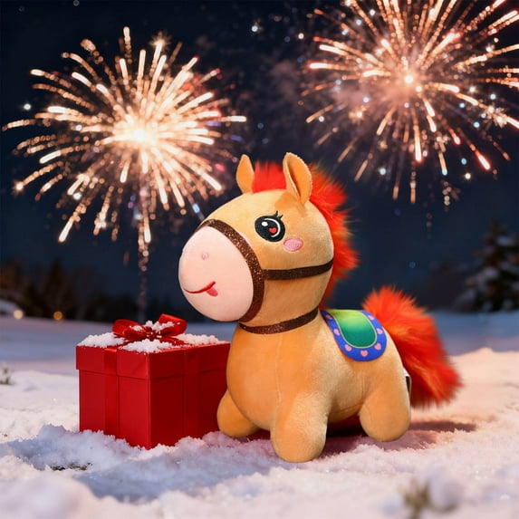 Red Fire Horse Plush Keychain - Cute Small Doll, Soft Bag Charm Keyring, Christmas Holiday Gift for Kids Horse Lovers, Portable Decor Accessory