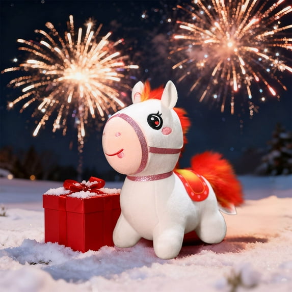 Red Fire Horse Plush Keychain - Cute Small Doll, Soft Bag Charm Keyring, Christmas Holiday Gift for Kids Horse Lovers, Portable Decor Accessory