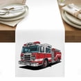thumbnail image 1 of Red Fire Truck Table Runner - 90 Inch Long, Kitchen Dining Table Runner Dresser Scarves, Funny Cute Car Farmhouse Decor for Coffee Tables Wedding Party Banquet, 1 of 8