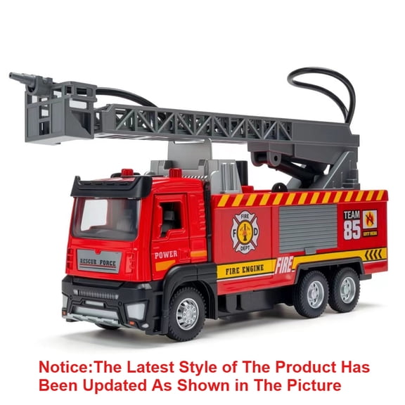 Red Fire Truck Toy with Water Spray & Mist Effects, Kids Rescue Vehicle with Lights & Sounds