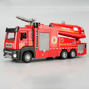 Red Fire Truck Toy with Water Spray & Mist Effects, Kids Rescue Vehicle with Lights & Sounds