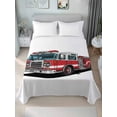 thumbnail image 1 of Red Fire Truck Twim Size Flat Sheet, Wrinkleproof & Fadeproof Cooling Flat Bed Sheet Only, Funny Cute Car Breathable Soft Bedding Top Sheets 66 x 96 Inches, 1 of 8