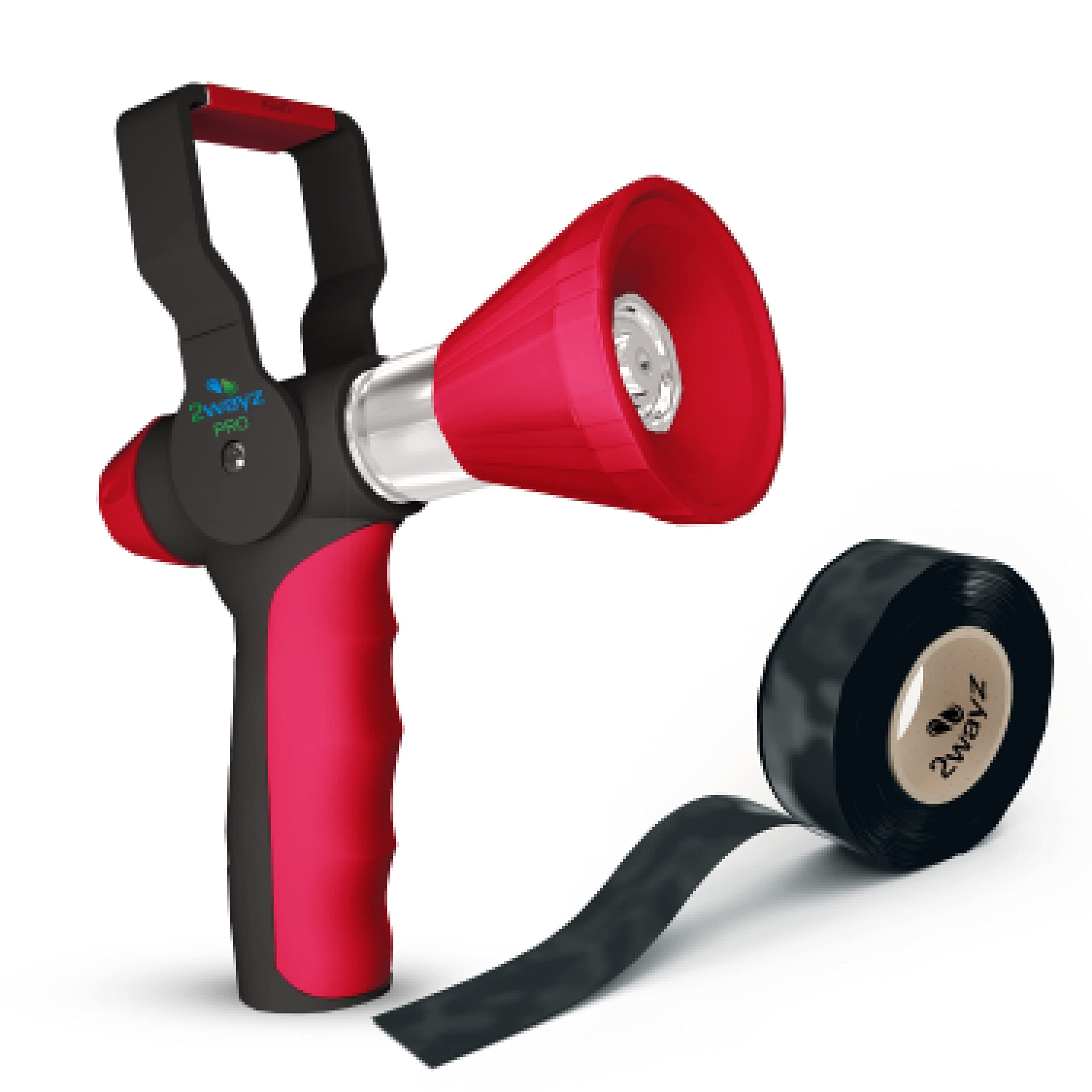 Red and Black Fireman Style Garden Hose Nozzle with Ergonomic Handle