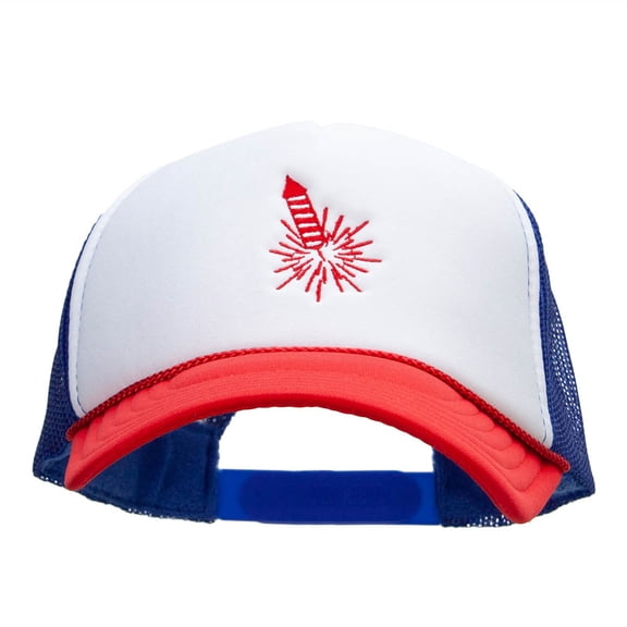 Red Firework Embroidered Foam Panel Mesh Snapback - White Royal OSFM