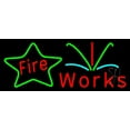 thumbnail image 1 of Red Fireworks Block LED Neon Sign 13 x 32 - inches, Clear Edge Cut Acrylic Backing, with Dimmer - Bright and Premium built indoor LED Neon Sign for special occasion decor., 1 of 7
