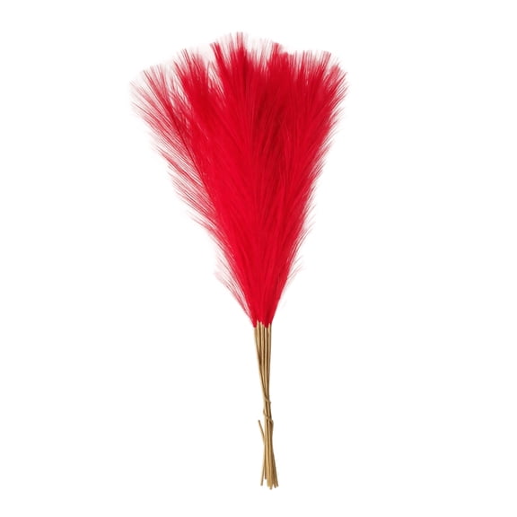 Red Fireworks Reed Pick with Fluffy Faux Pampas Grass Design, Single Hobby, Vibrant Red, for Christmas Tree Decor, Decoration