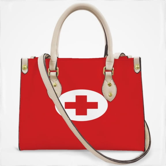 Red First Aid Logo Simple Medical Cross Body Bags For Women Small Leather Female Handbags Fashion Top-Handle Totes